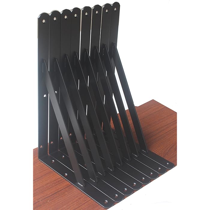 Buy 8 Pack L12" x H 8" Black Heavy Duty Shelf Brackets with Screws