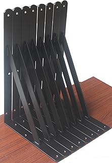 8 Pack L12" x H 8" Black Heavy Duty Shelf Brackets with Screws Metal Shelf Brackets Shelf Support Angle Brackets for Shelv...