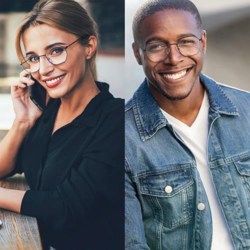 Miniatura 5 de Lentes de bloqueo de luz azul para mujeres y hombres, lentes de computadora con marco de metal ultraligeros, antifatiga ocular y deslumbramiento UV,