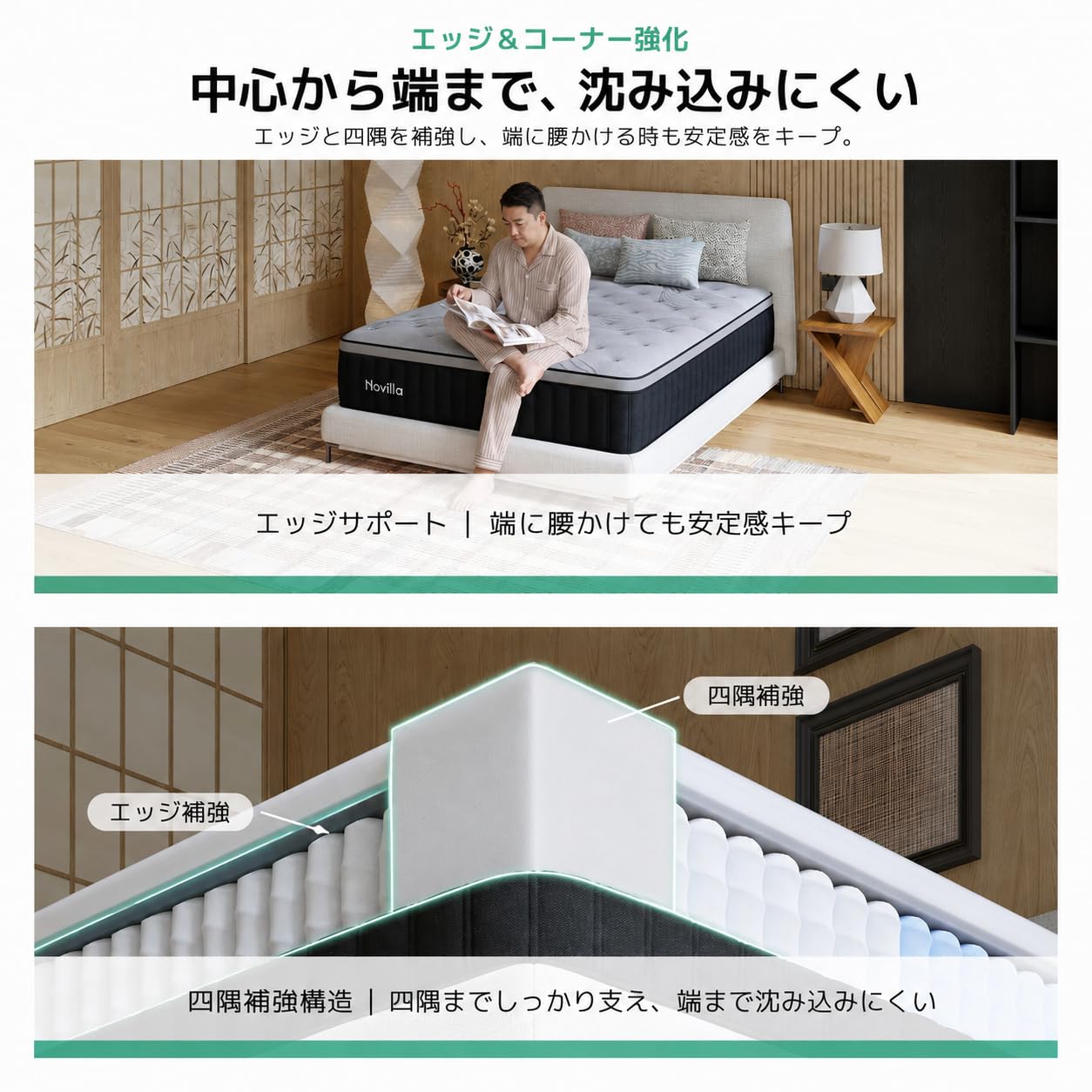 Amazon.co.jp: 【黒騎士Pro】Novilla マットレス クイーン ポケット