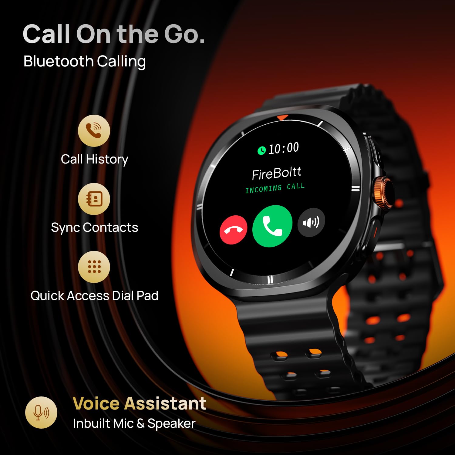 Fire-Boltt Axiom Round Smart Watch 1.43″ Super AMOLED Display with Always‑On Mode, Bluetooth Calling, Rotating Crown, SPO₂ & Heart Rate Monitor, IP67 Waterproof Silicone Smartwatch for Men - Black — Amazon image 7