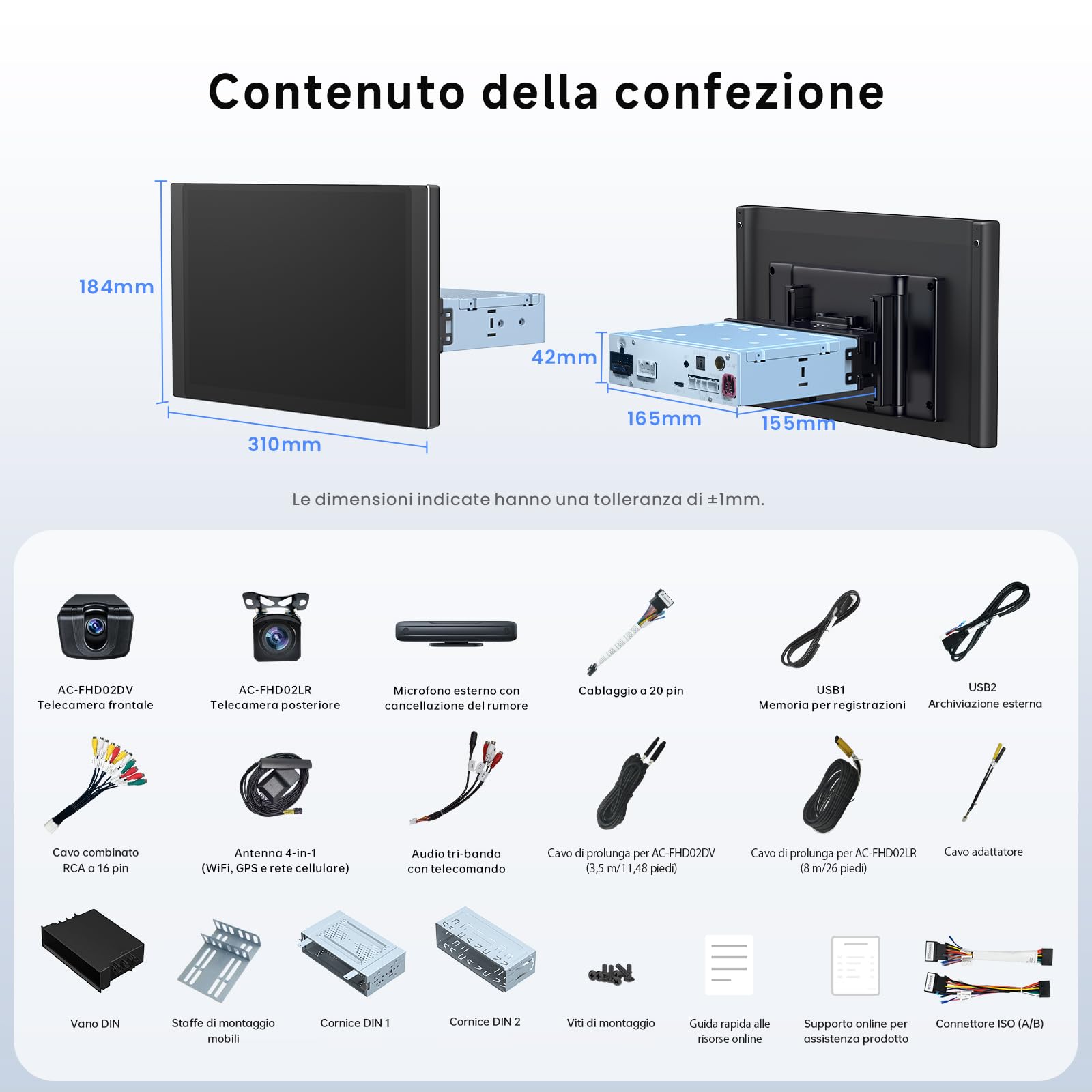[12.5" QLED con LED laterali] ATOTOZONE X10 Autoradio Android, Display Flottante, Single/Double DIN, DVR Dual-Cam, AI Vision, LiveView da remoto, Audio 7.1.2, RCA 4V, HDMI IN, 8G+128G, 4G LTE