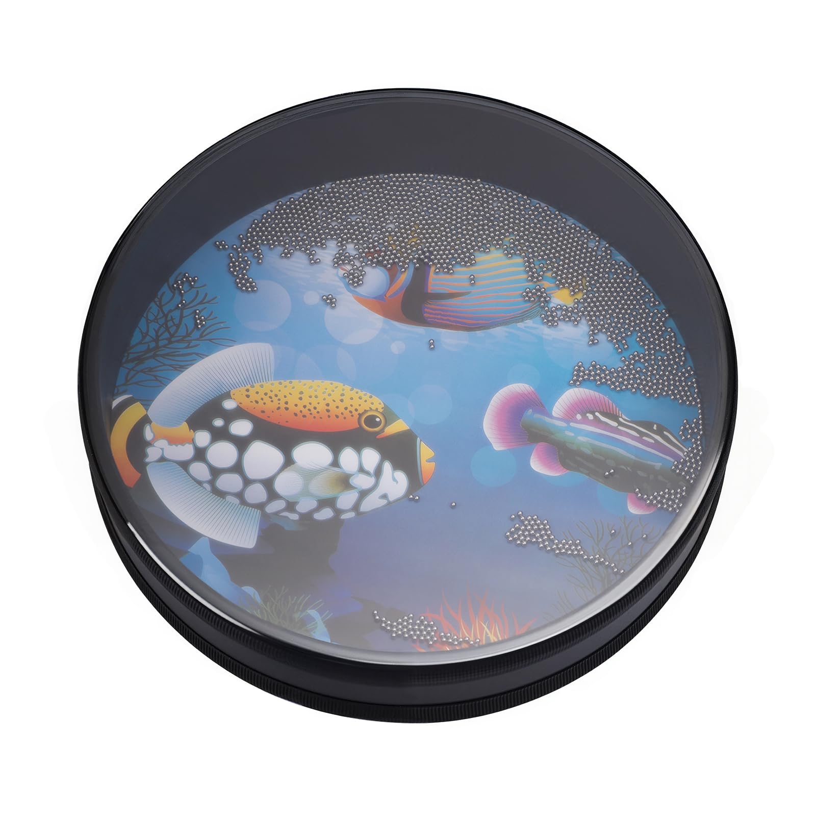 Tamburo Oceanico da 25cm Ocean Drum Tamburo Ondulato Tamburo Marino a Percussione Strumento Musicale a Tamburo Oceanico Riempito con Sfere d'acciaio