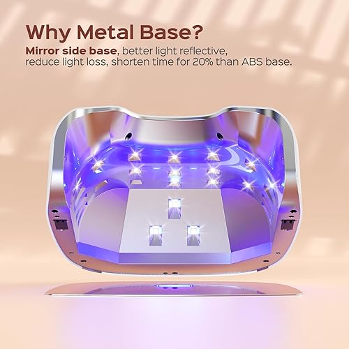 Miniatura 6 de BOLASEN Lámpara de uñas UV recargable inalámbrica, luz UV para uñas de gel con reflector metálico y base de metal, secadora de uñas LED inalámbrica