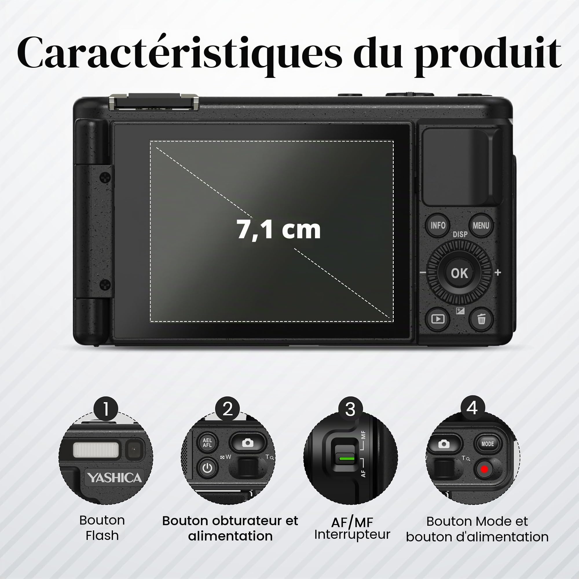 YASHICA City 200 Appareil photo numérique (Noir)