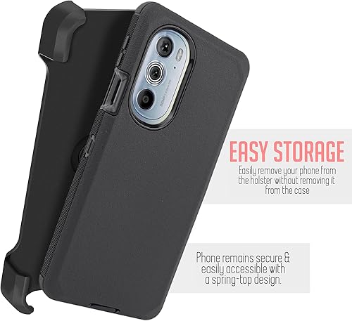 Miniatura 4 de Funda diseñada para Motorola Moto G 5G (lanzada en 2022) con protector de pantalla integrado, soporte giratorio para soporte para cinturón (negro)