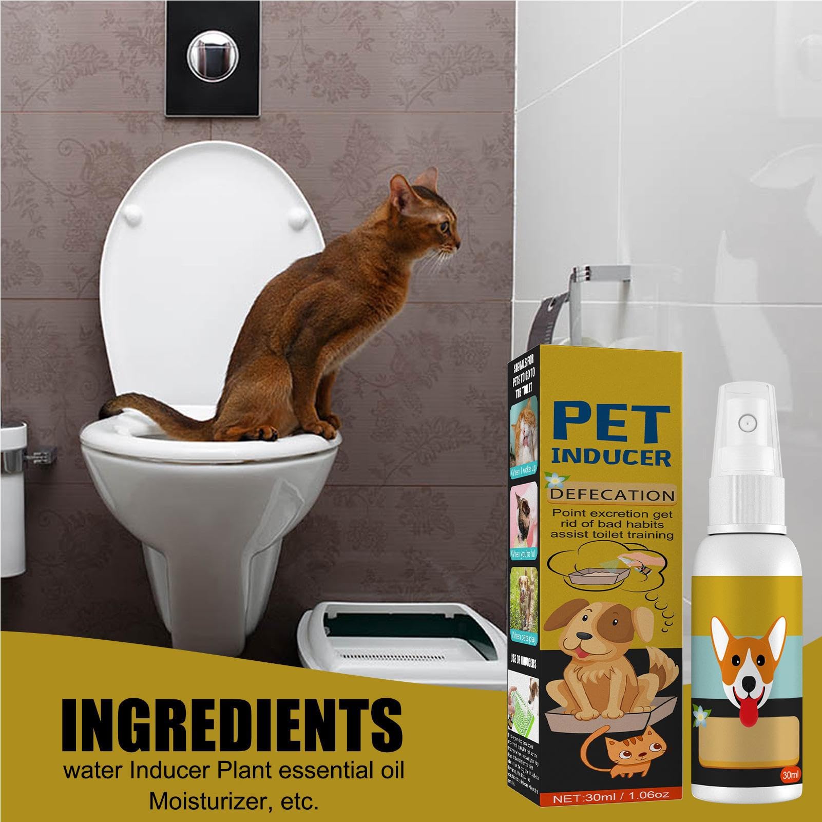 Dog Spray, Potty Training, 30 ml Natural Formula Pee Poop, Safe Cat Dog Indoor Outdoor Aid, Toilet Solutions for Housebreaking and Behavior Control, 4,13 x 1,06 pollici