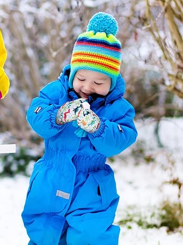 Miniatura 5 de SATINIOR 2 pares de manoplas impermeables para niñas, guantes de nieve para niños, guantes de esquí cálidos y gruesos para actividades al aire libre