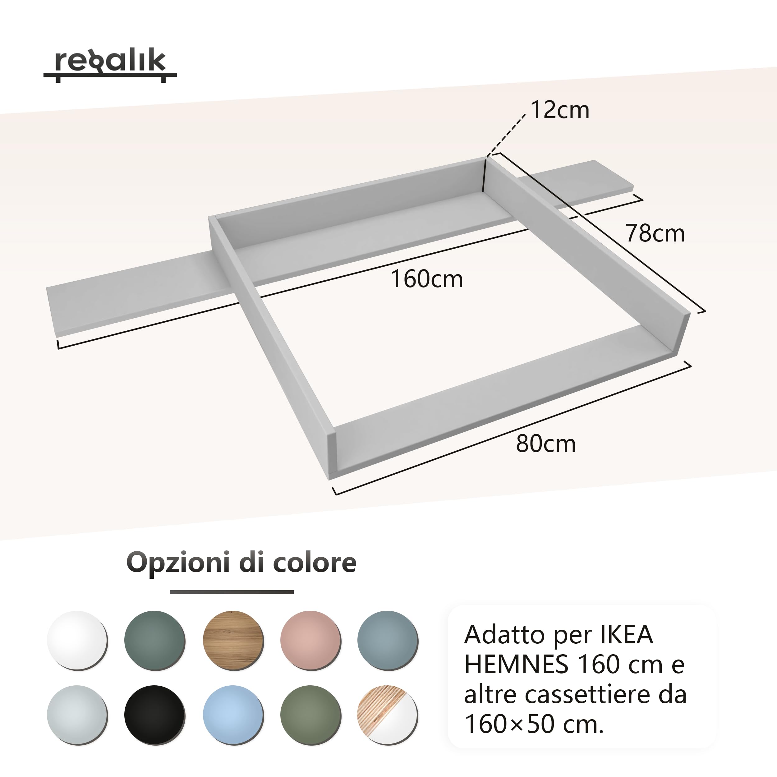 Ikea Fasciatoio con Piastra 50 x 160 cm Bianco Rimovibile