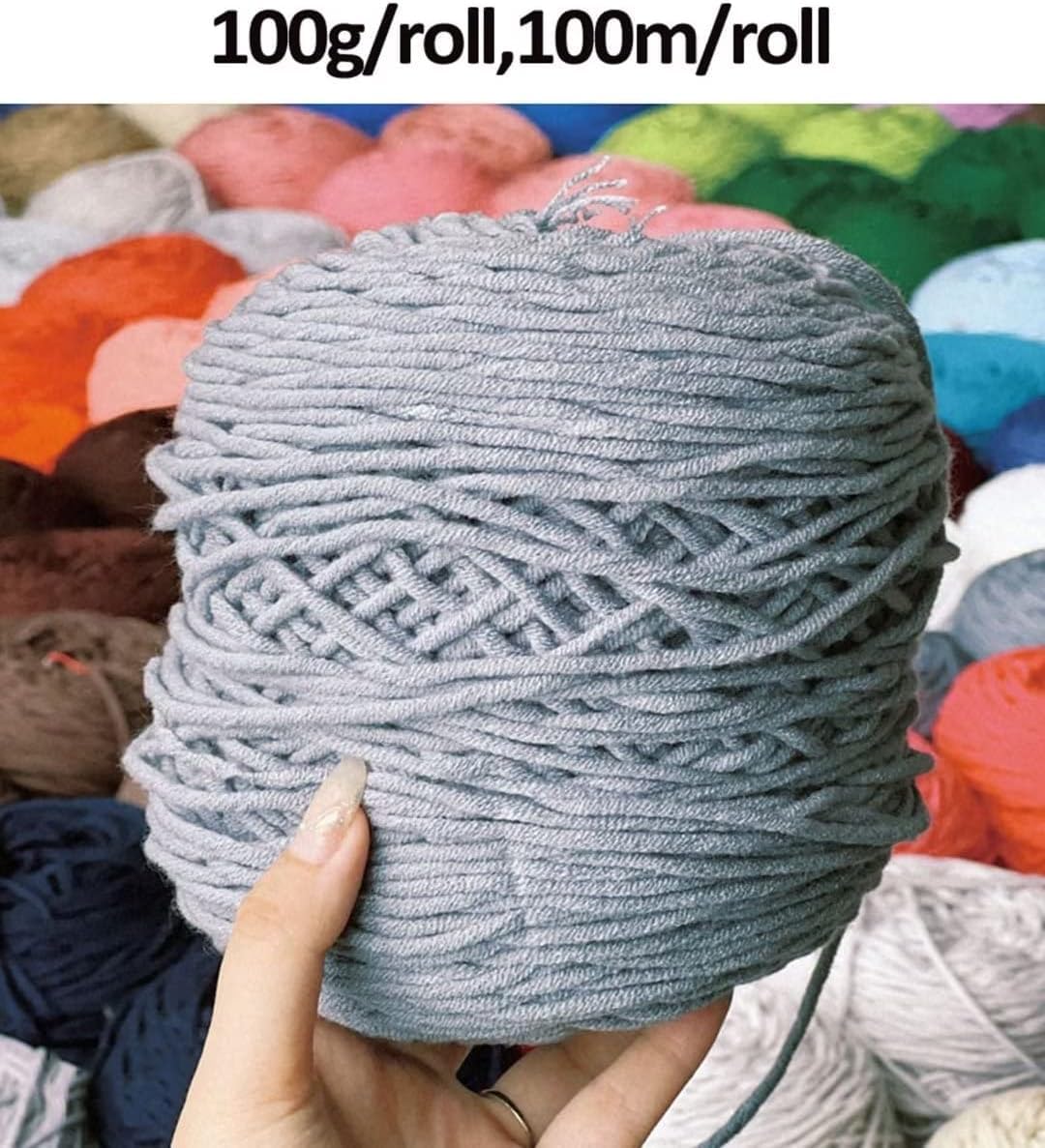 Häkelgarn für getuftete Teppiche, 100 m, 8-lagiges Polyester-Mischgarn, 100 g grobes Strickgarn zum Sticken, verschiedene Farben, ideal für Bastelprojekte