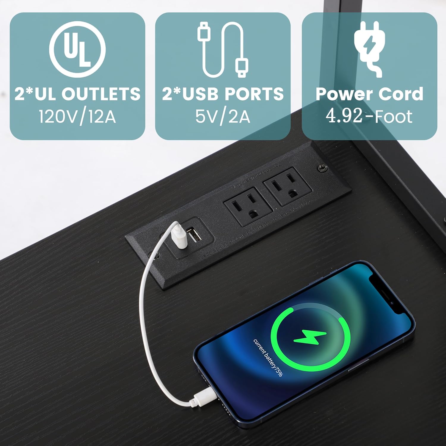 MAGIC UNION Kitchen Baker's Rack with Trash Can Bin Cabinet, 6-Tiers Microwave Stand with Power Outlet & 6 Hooks Storage Shelf Kitchen Organization, Farmhouse Coffee Bar Cabinet Bakers Rack (Black)