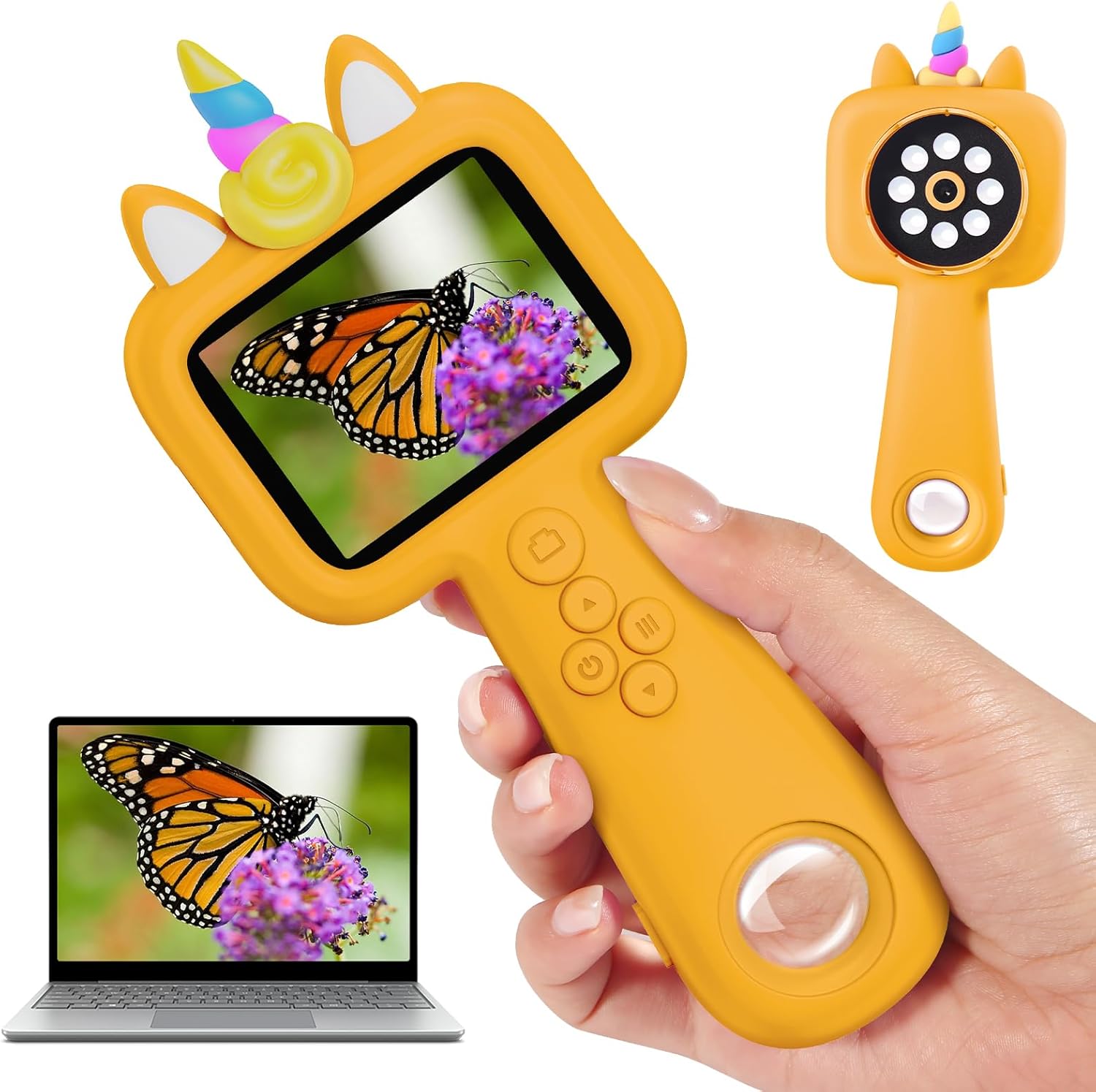 Magnify 2.4" Microscope for Kids, 600X-4800X Handheld Digital Miniscope, Portable Pocket Magnification Microscope Photo & Video | Education Toys for Age 3 4 5 6 7 8 9 10 Girls Boys