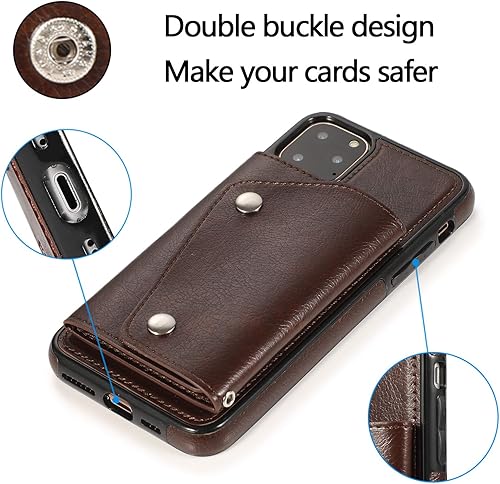 Miniatura 4 de LUVI Funda para iPhone 11 Pro Max con correa para el cuello, correa cruzada, correa de muñeca, funda protectora con ranura para tarjeta de crédito,
