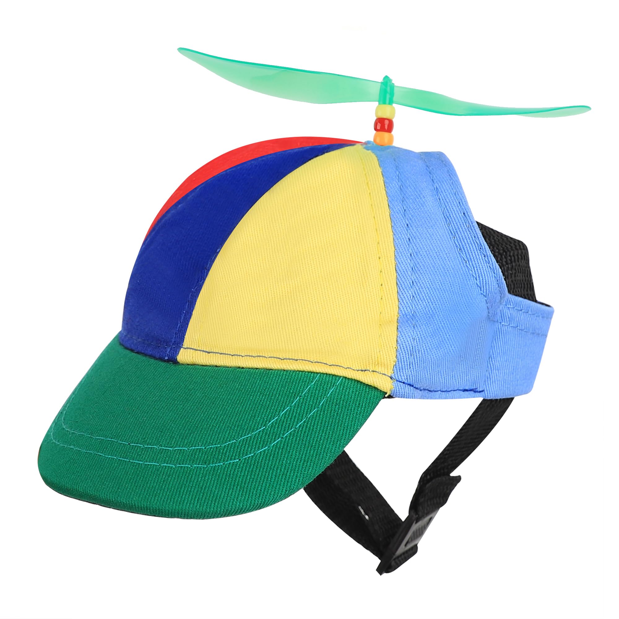 Small Dog Cat Propeller Hat Pet Baseball Cap with Ear Holes & Adjustable Chin Strap Funny Party Hat Summer Sun Protection Hat Colorful Visor Cap for Puppy Kitty Small Medium Pet (Green, S)