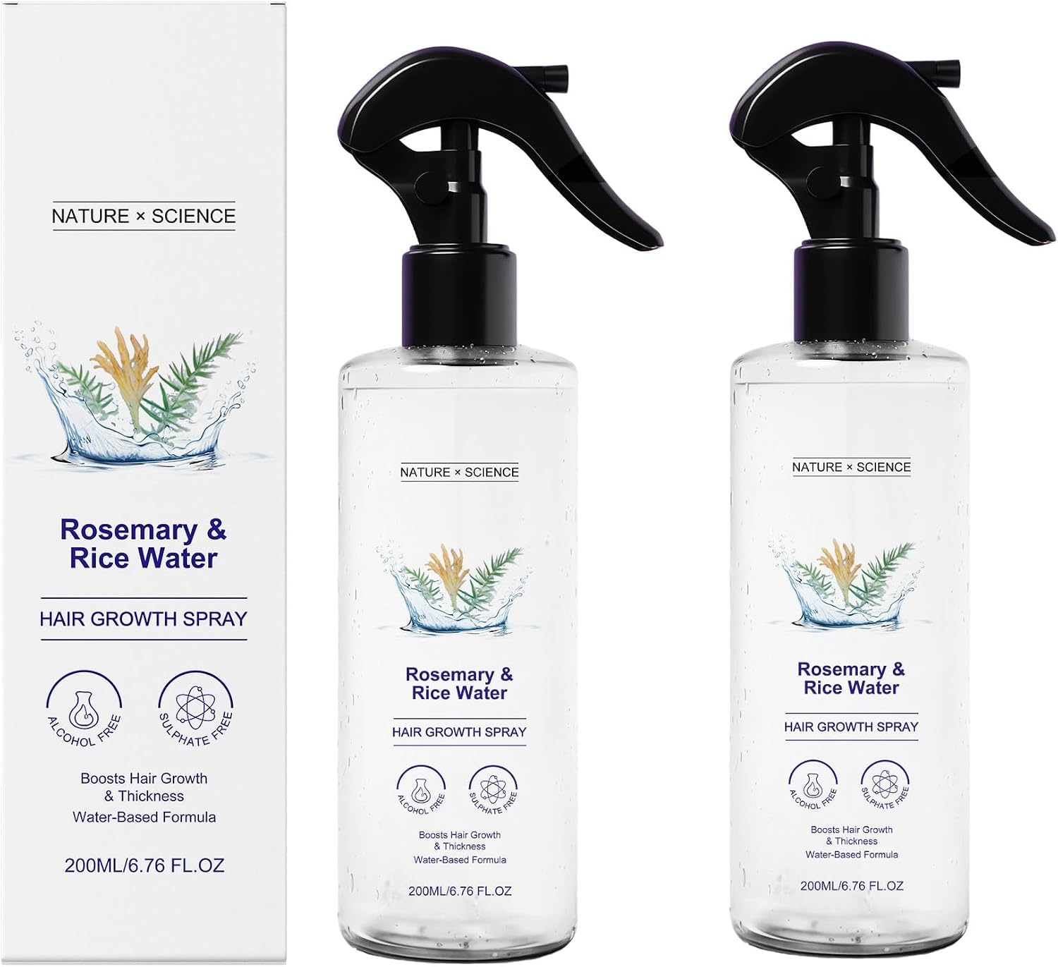 Spray per capelli al rosmarino e acqua di riso 200 ml, rinforza i capelli secchi e crespi, lenisce le ciocche, adatto alla cura quotidiana.