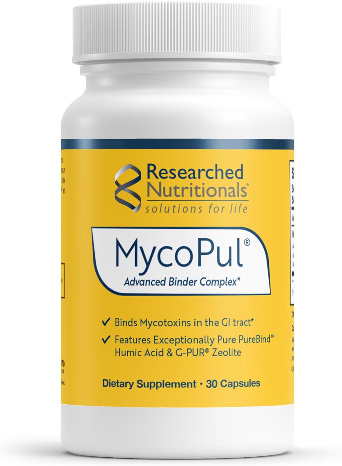 Researched Nutritionals MycoPul - Advanced Mycotoxin Binder Complex, Zeolite Detox, Humic Acid, Fulvic Acid & Activated Charcoal for GI Tract Detox, Clinically Researched Mold Binders, 30 Capsules