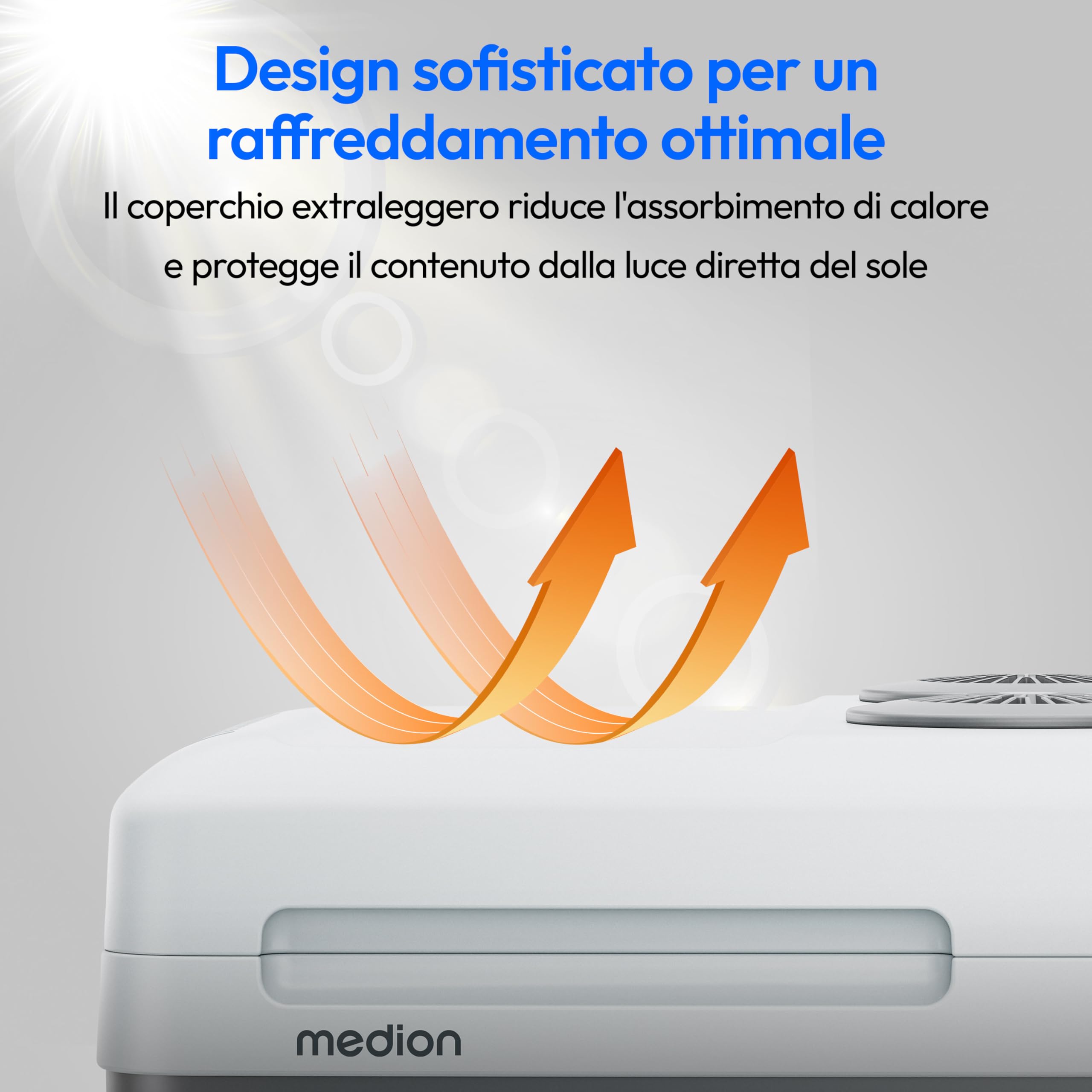 MEDION Frigorifero portatile con funzione riscaldamento (elettrico, 2 in 1 raffreddamento e riscaldamento, 40 litri, connessione 3 in 1 5V USB, adattatore per auto 230V e 12V, per auto, camion