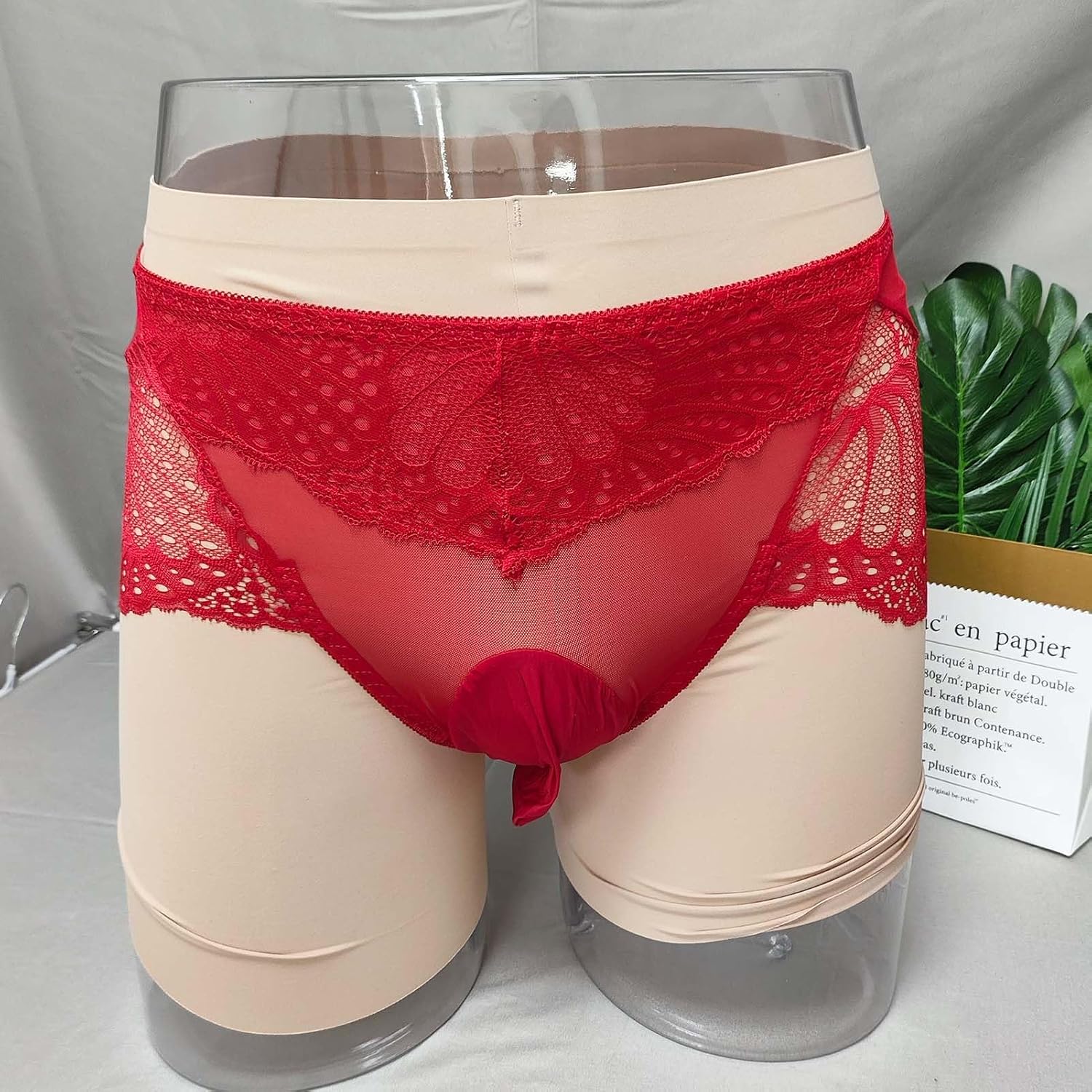 Men's Sexy Femboy Panties Low Rise Lace See Through Sissy Lingerie Breathable Pouch Underwear for Men