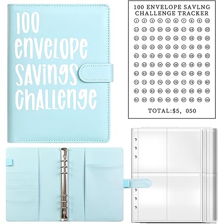 POUMANNI 100 Envelope Challenge Binder: Effortless Money-Saving Solution
