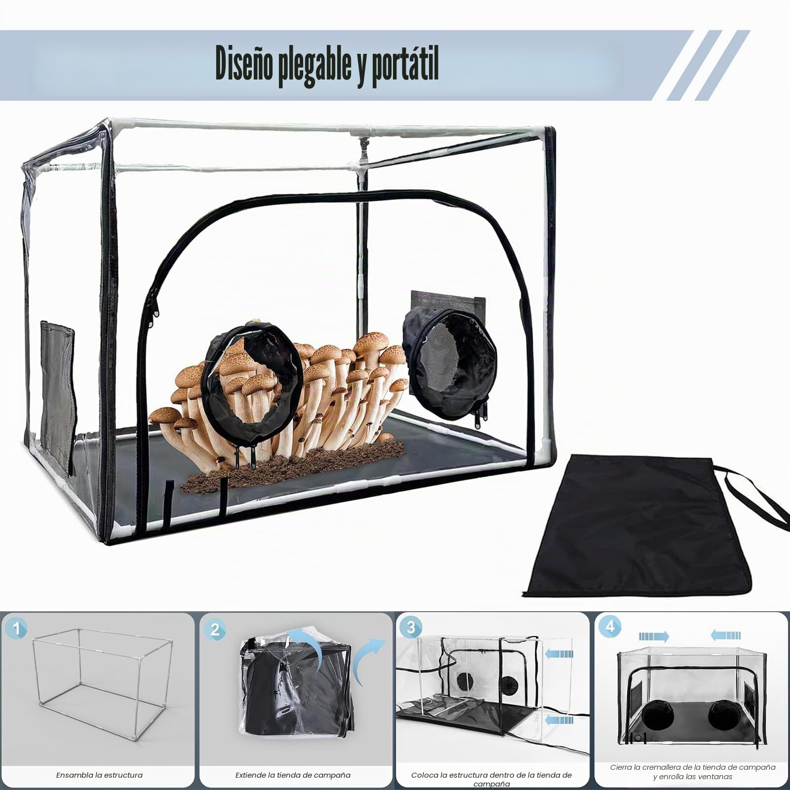 Still Air Box,Caja De Aire para Cultivo De Hongos,Juego de Crecimiento de Setas de PVC con 2 Puertos de Brazo,Kit De Cultivo De Hongos para Los Amantes De Los Hongos,Cultivo Versátil
