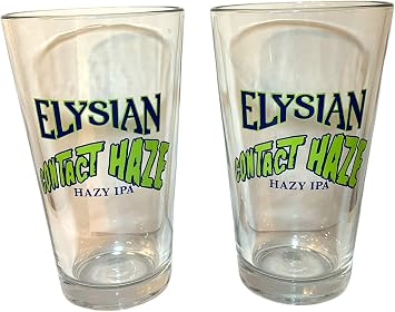 Elysian Brewing Contact Haze Hazy IPA 16 oz Pint Glass | Set of Two 2