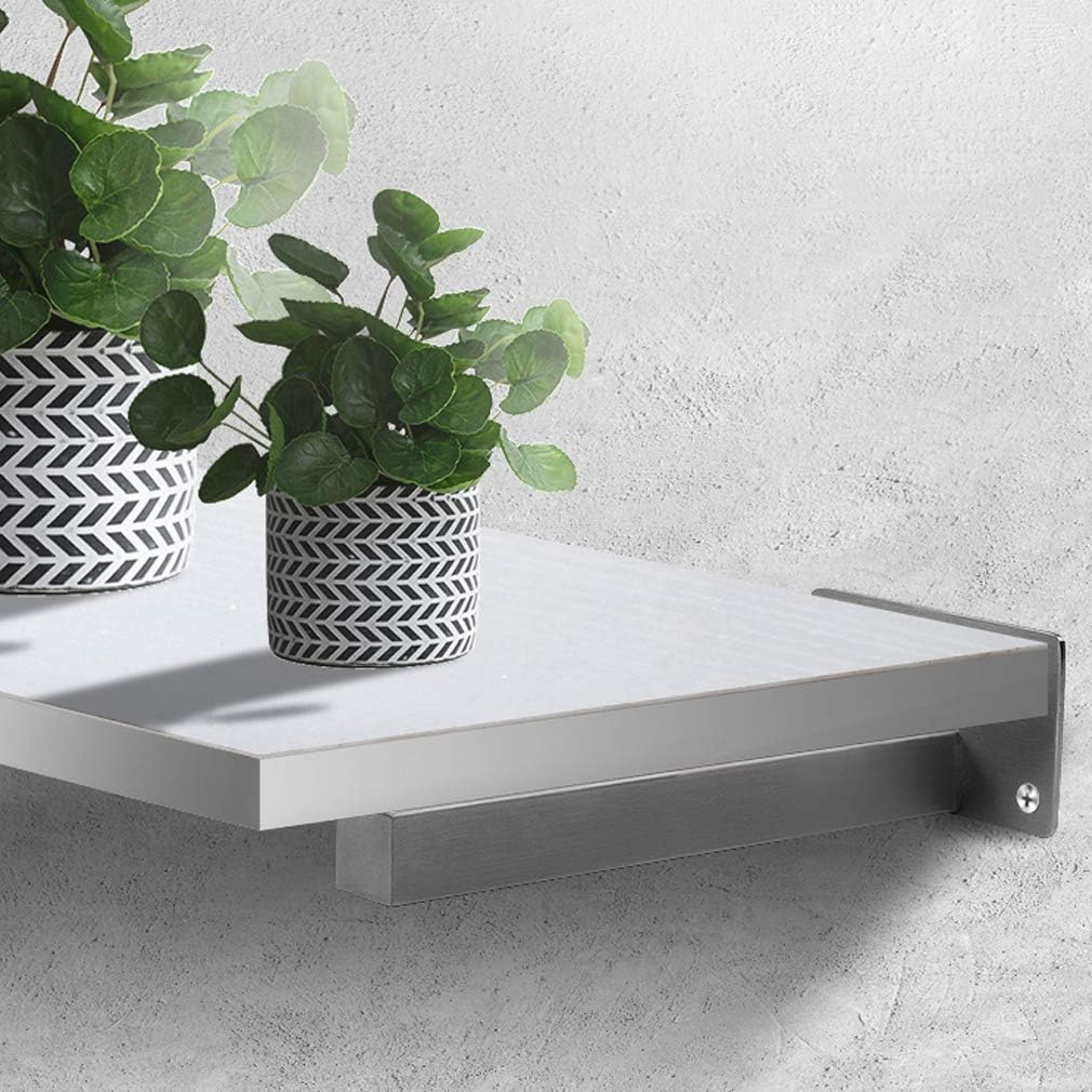 Shelf Brackets, Heavy Duty Shelf Brackets ,Stainless Steel Brushed Silver Wall Shelf Bracket,Floating Hidden Square Tube Shelf Supports,Home Office Right Angle Shelving Brackets,Save Space,with Screw,