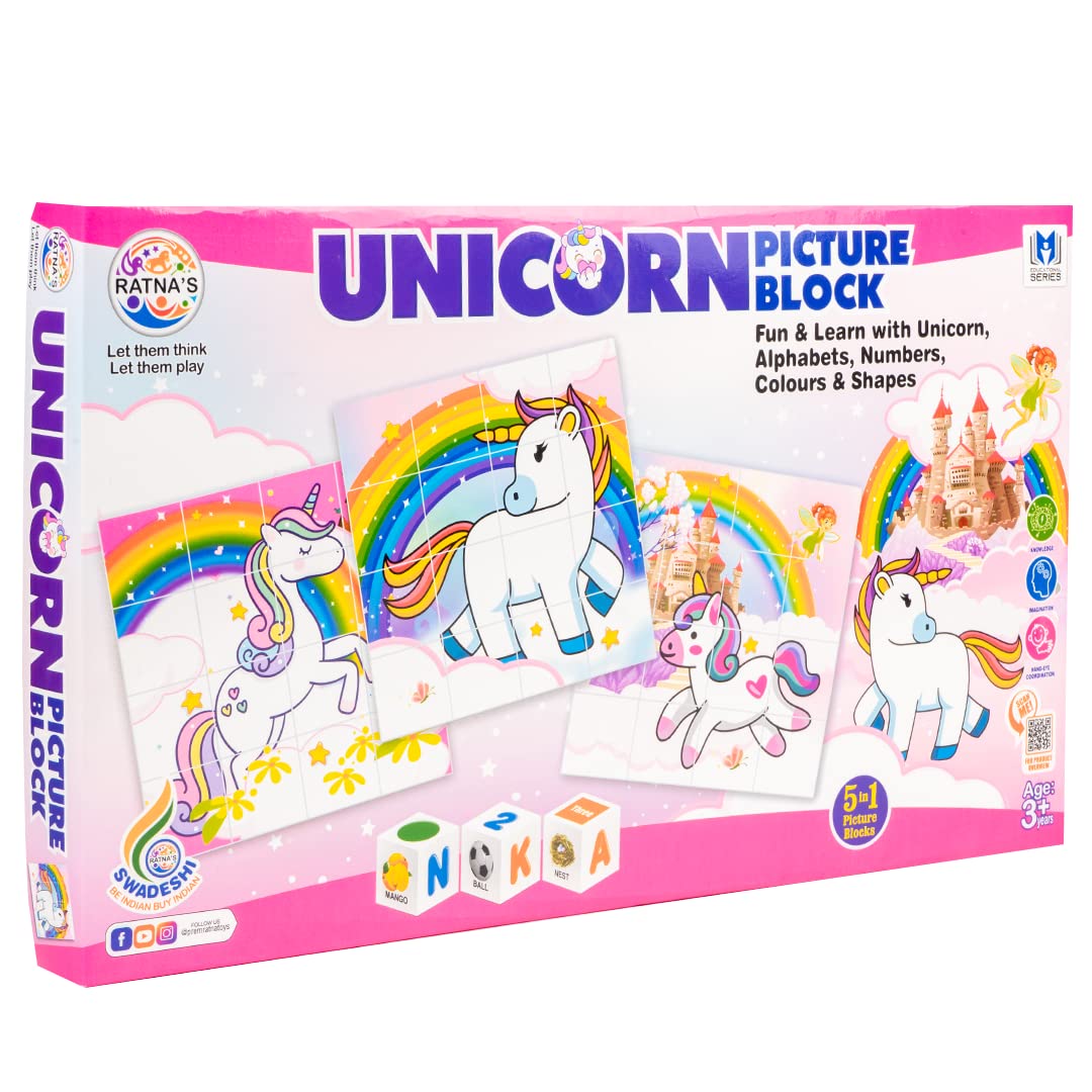 RATNAS Educational Unicorn 5 in 1 Picture Block for Kids (Multicolor) (B0C2HVDX21) Amazon Price History, Amazon Price Tracker