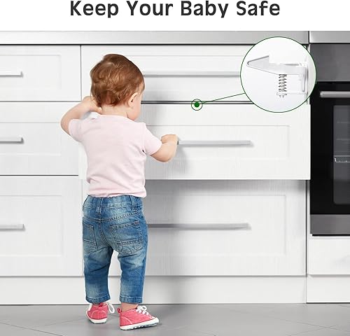 Miniatura 6 de 30 cerraduras de gabinete, cerraduras de seguridad para niños, invisibles, a prueba de niños, cerraduras de gabinete con tornillos, cerraduras de