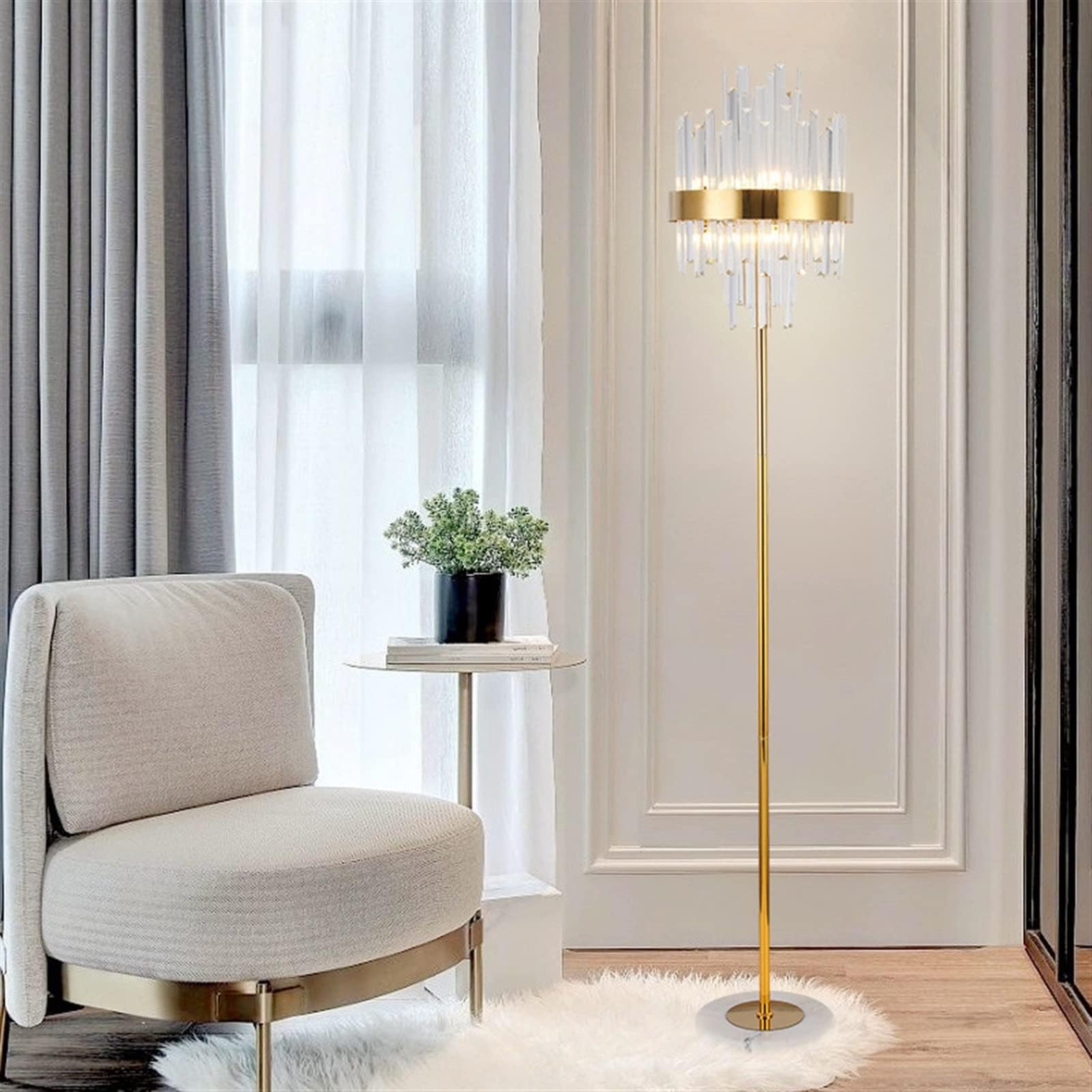 KKXXYQFC Elegante Lampada da in Dorato - Luce LED per Camera da Letto e Soggiorno - Elegante apparecchio di Illuminazione per Interni - Perfetto per l'arredamento della casa