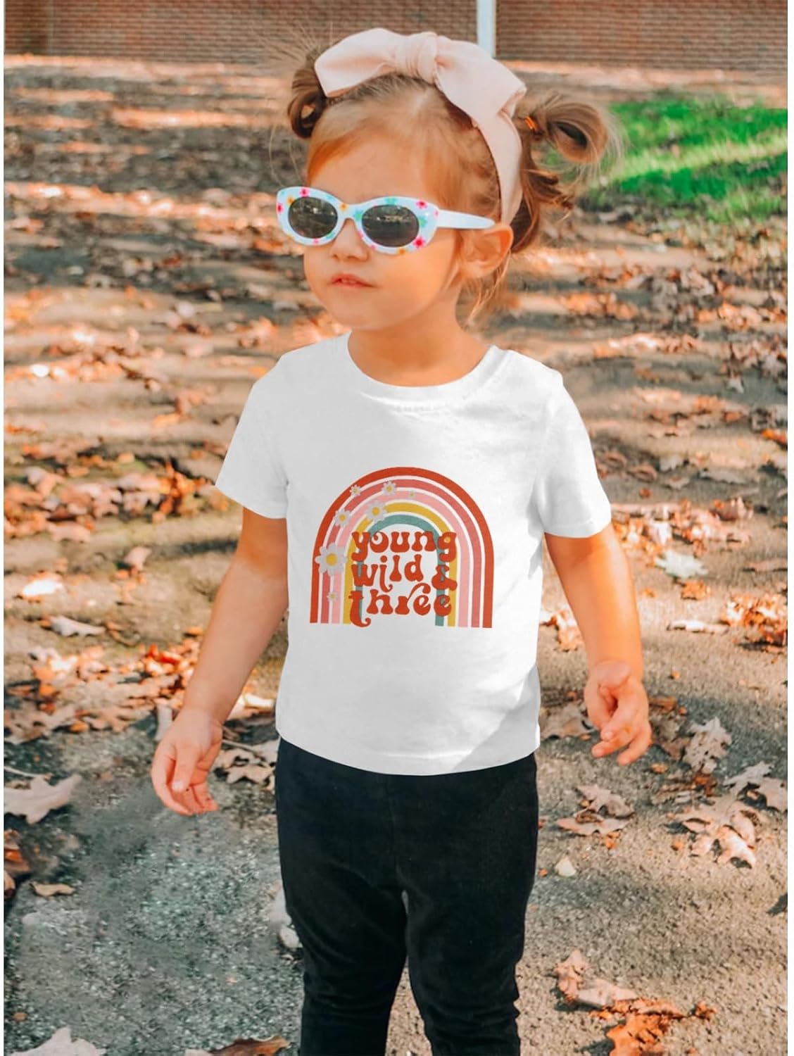 IZYJOY Young Wild and Three Birthday Shirt Toddler Baby Girl Boy 3rd Birthday T-Shirt 3 Year Old Birthday Party Tee