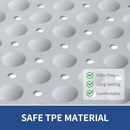 Miniatura 4 de OTHWAY Tapete antideslizante de 31 x 19 pulgadas, tapete de baño TPE para bañera, antideslizante para niños y ancianos, color gris