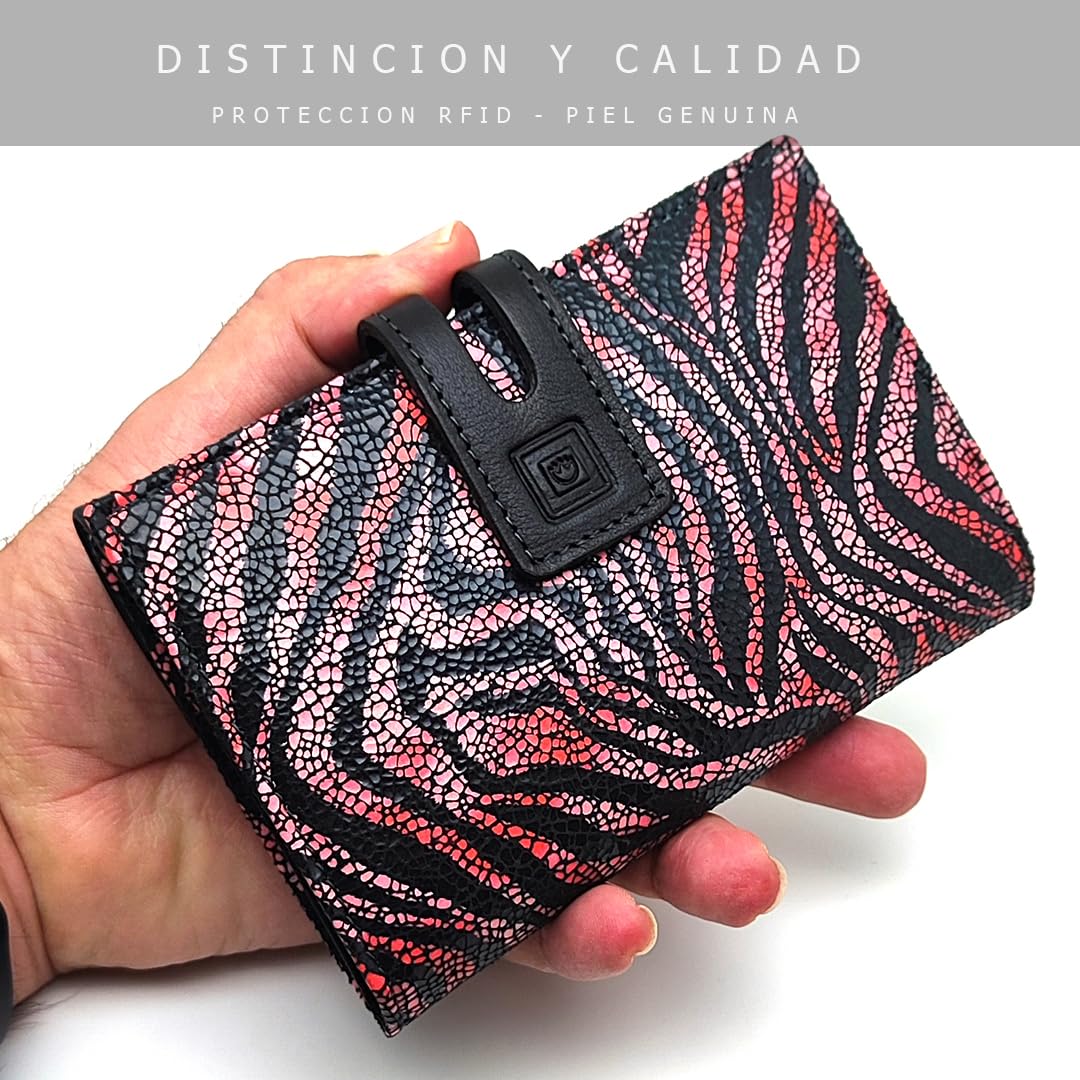 Cartera de Mujer en Piel Mediana - Hecho a Mano - RFID - 38714 Burdeos