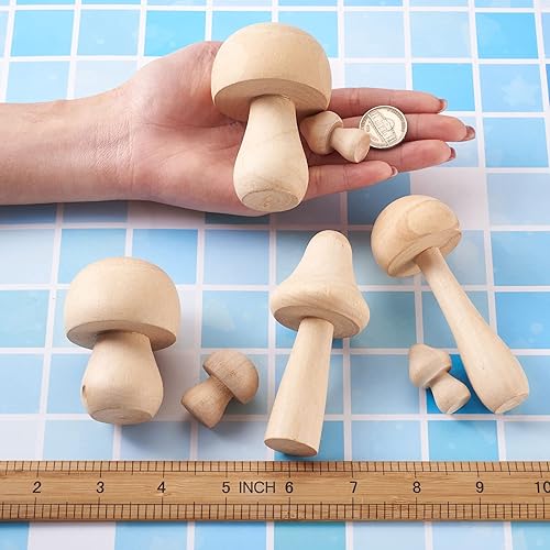 Miniatura 3 de Fashewelry, 23 piezas de madera sin terminar cabezas de setas de madera maciza para pintar niños juguetes para niños DIY pintura a mano artesanías