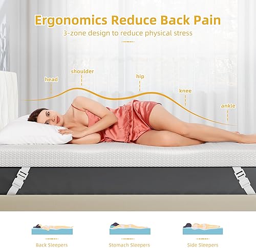 Miniatura 6 de DWVO King Size Mattress Topper, 4 Inch Cooling Memory Foam Mattress Topper King, Soft Vents Holes Bed Topper with Breathable Washable Ice-Touch