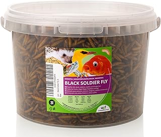 UGF - Hermetia Besser als getrocknete Mehlwürmer 3-Liter ≈ 430g, 85-mal mehr Kalzium als lebende Mehlwürmer, BSFL Futter für Wildvögel, Schildkröten, Ratten, Igel, Hamster - Soldatenfliegenlarven product image