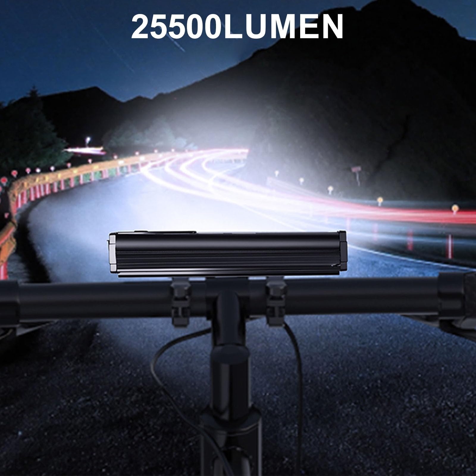Luces para bicicleta, 17 LED de 25500 lúmenes, luz de bicicleta con 4 modos, 10000 mAh, luz recargable por USB, faro de bicicleta con pantalla de alimentación digital, luces de haz ancho para montar