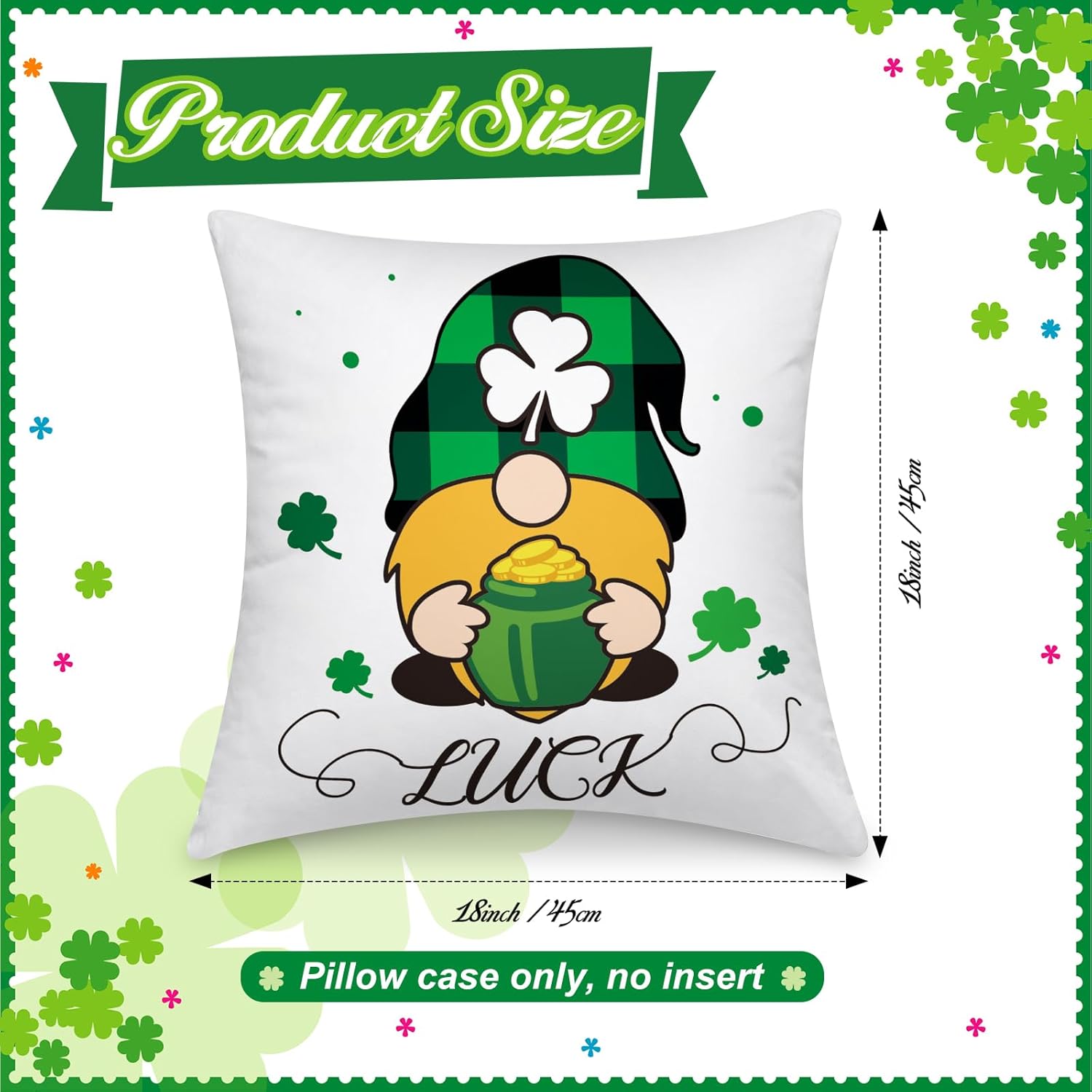 Mixweer Set of 8 St Patrick's Day Pillow Covers 18 x 18 Inch Lucky Charm Shamrock Truck Green Throw Pillow Covers Decorations Case for Sofa Couch Home - Image 2