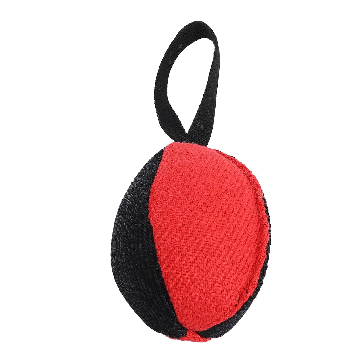 Interactive Dog Training Tug Ball Black and Red Pillow Bite Toy with Handle for Small Medium Large Dogs