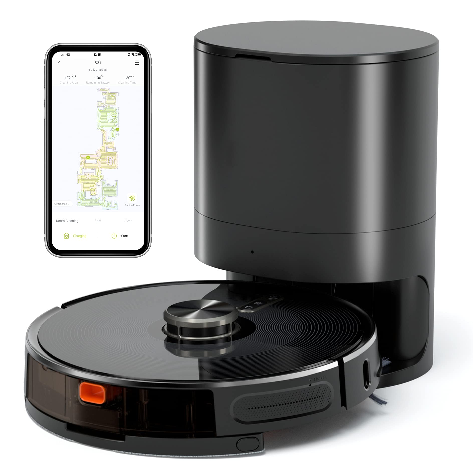 S31 Robot Vacuum and Mop, Automatic Dirt Disposal, Lidar Navigation, 3000Pa Suction Robotic Vacuum Cleaner with Mapping, 2...