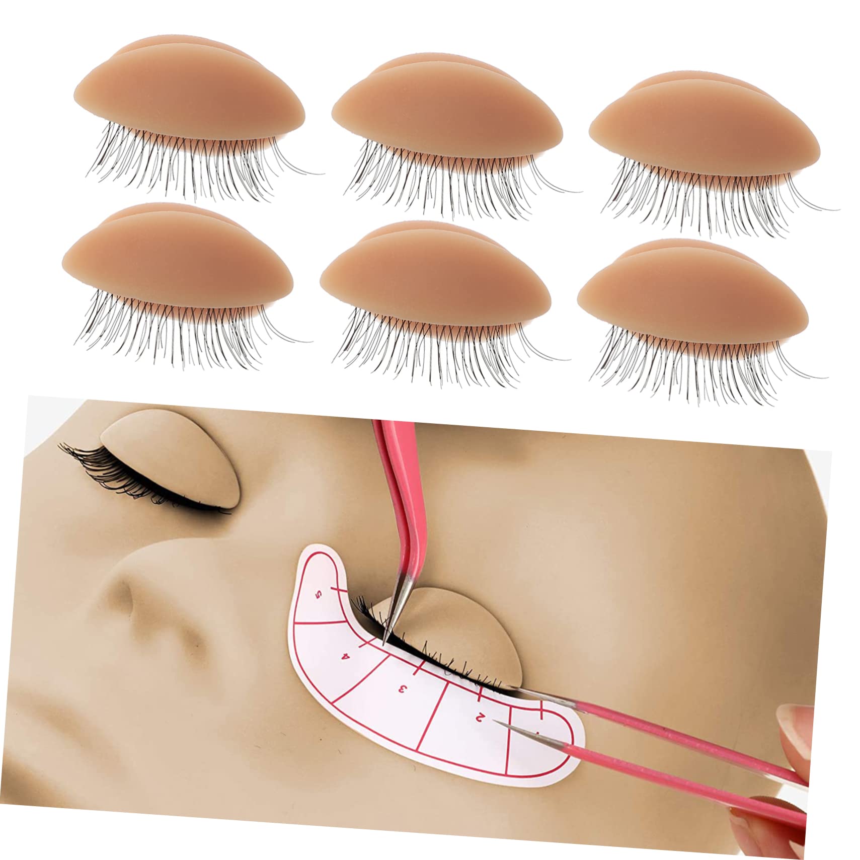 Balacoo 2sets Eyelash Extension Supplies Makeup Practice Kit Replacement Eyelids Lash Tool Set 3pairs*2