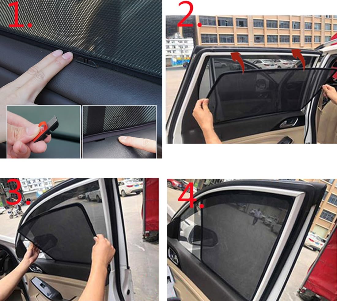 Sonnenschutz Auto Baby Kinder Sonnenblende Für Mazda 3 Hatchback BM 2014-2018 UV Schutz Magnetisch Vorhang Autofenster Seitenscheibe Sonnenschutz Zubehör Faltbar(Front+Rear 4pcs)