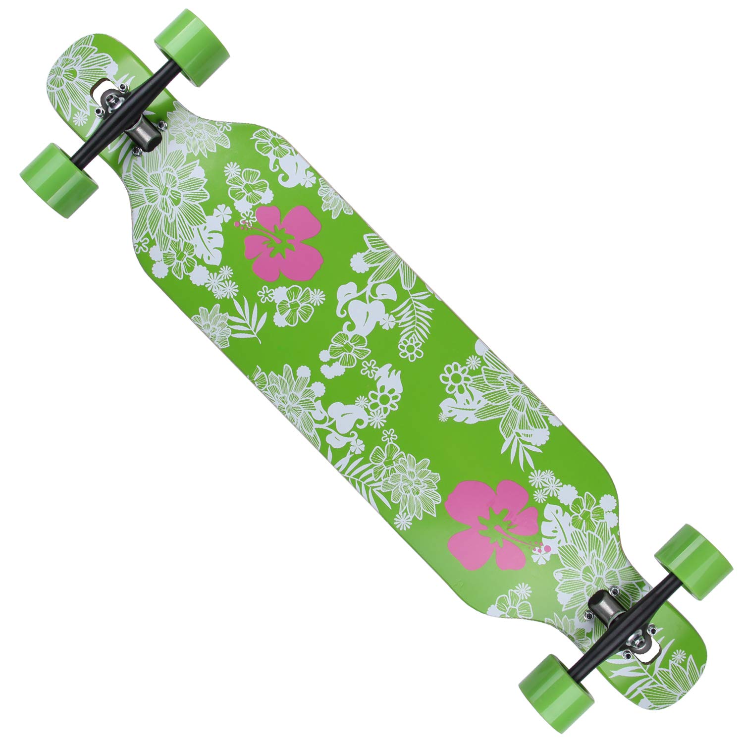 Flex1 fino a 122 kg – Camber Longboard (Flex1 fino a 122 kg, fiore hawaiano – legno d'acero)