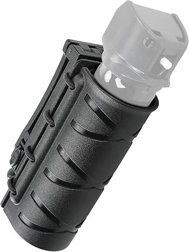 LIVANS OC - Funda de pulverización para cinturón de servicio, soporte de spray de pimienta táctica de policía con cuerda elástica apretada para MK3