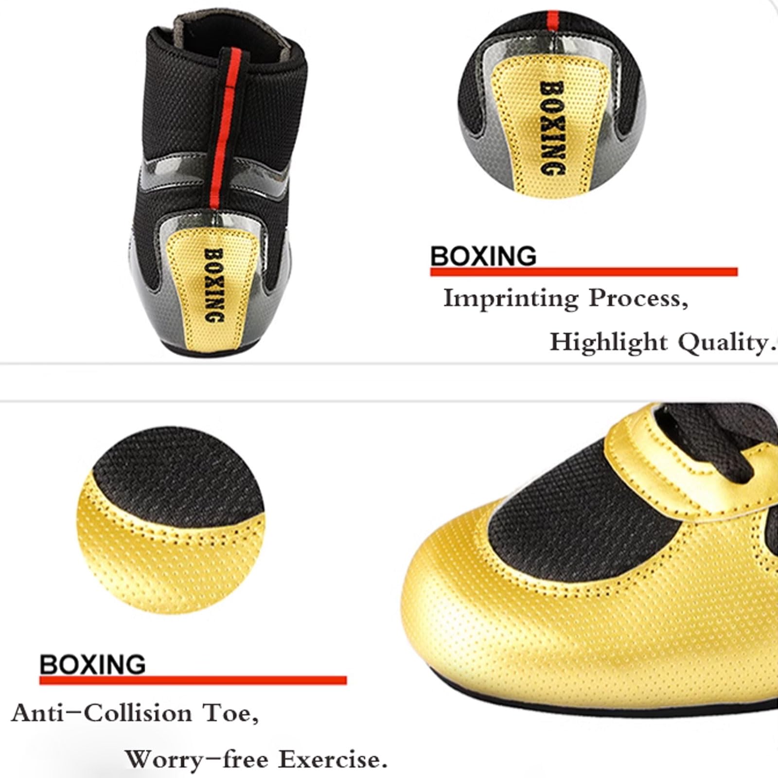 Scarpe Da Boxe Unisex | Stivali Alta Caviglia | Traspiranti E Antiscivolo | Per Arti Marziali E Fitness - Foto 7