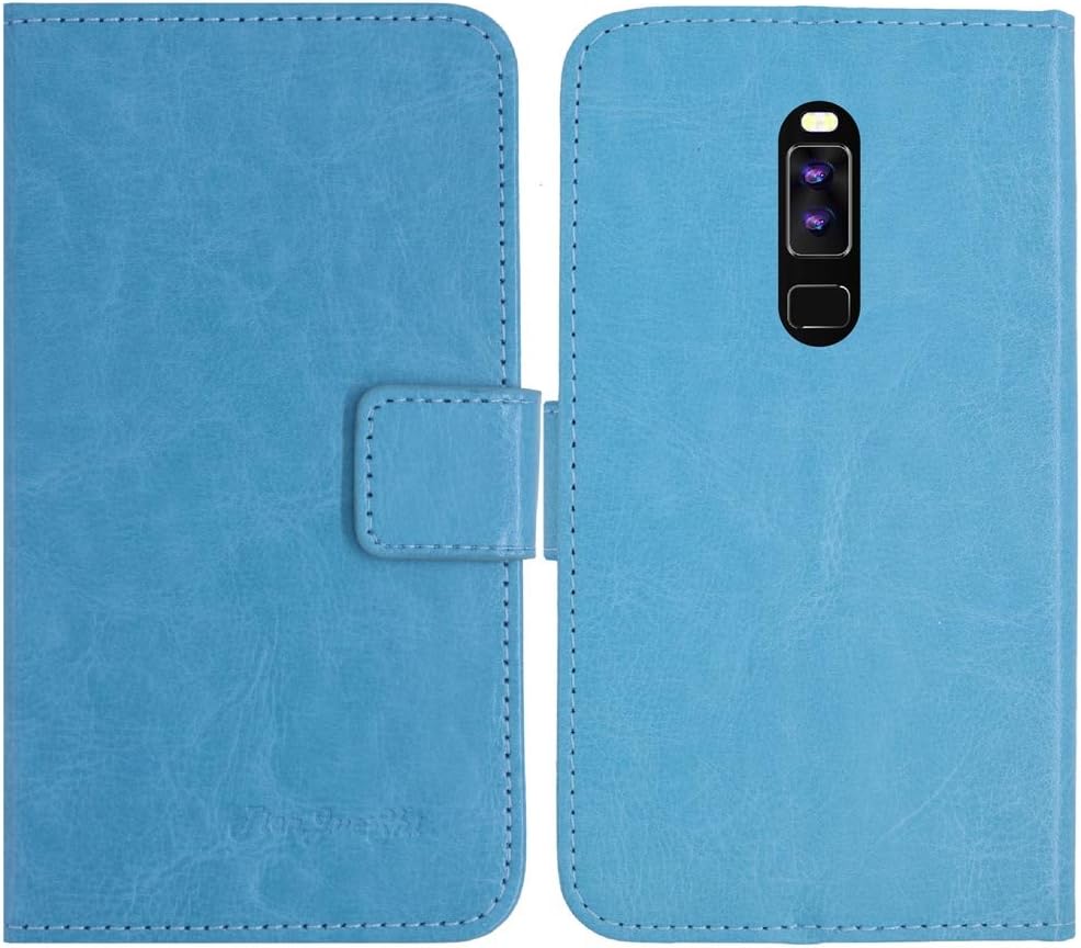 TienJueShi Azul Book Style Funcion de Soporte Funda Caso Carcasa Proteccion Cuero Skin Case Cover Etui para LEAGOO S8 5.72 Inch