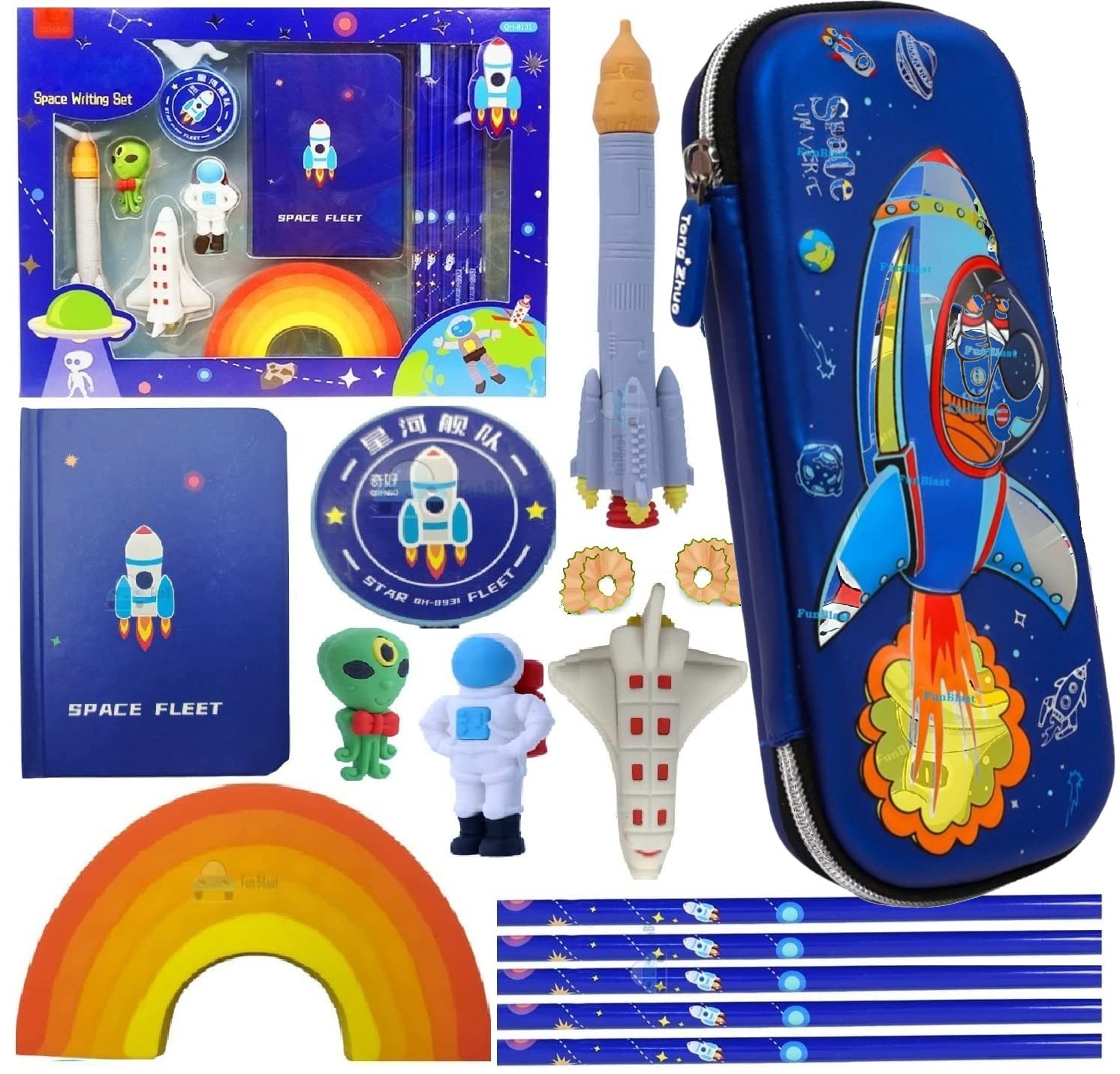 FunBlast Space Theme Stationary Set for Kids_Pencils, Erasers, Sharpener, Diary & Pencil Case for Kids, Space Stationary Kit for Kids, Stationery Gift for Kids, Birthday Return Gifts for Kids (B0BB36TZ4B) Amazon Price History, Amazon Price Tracker