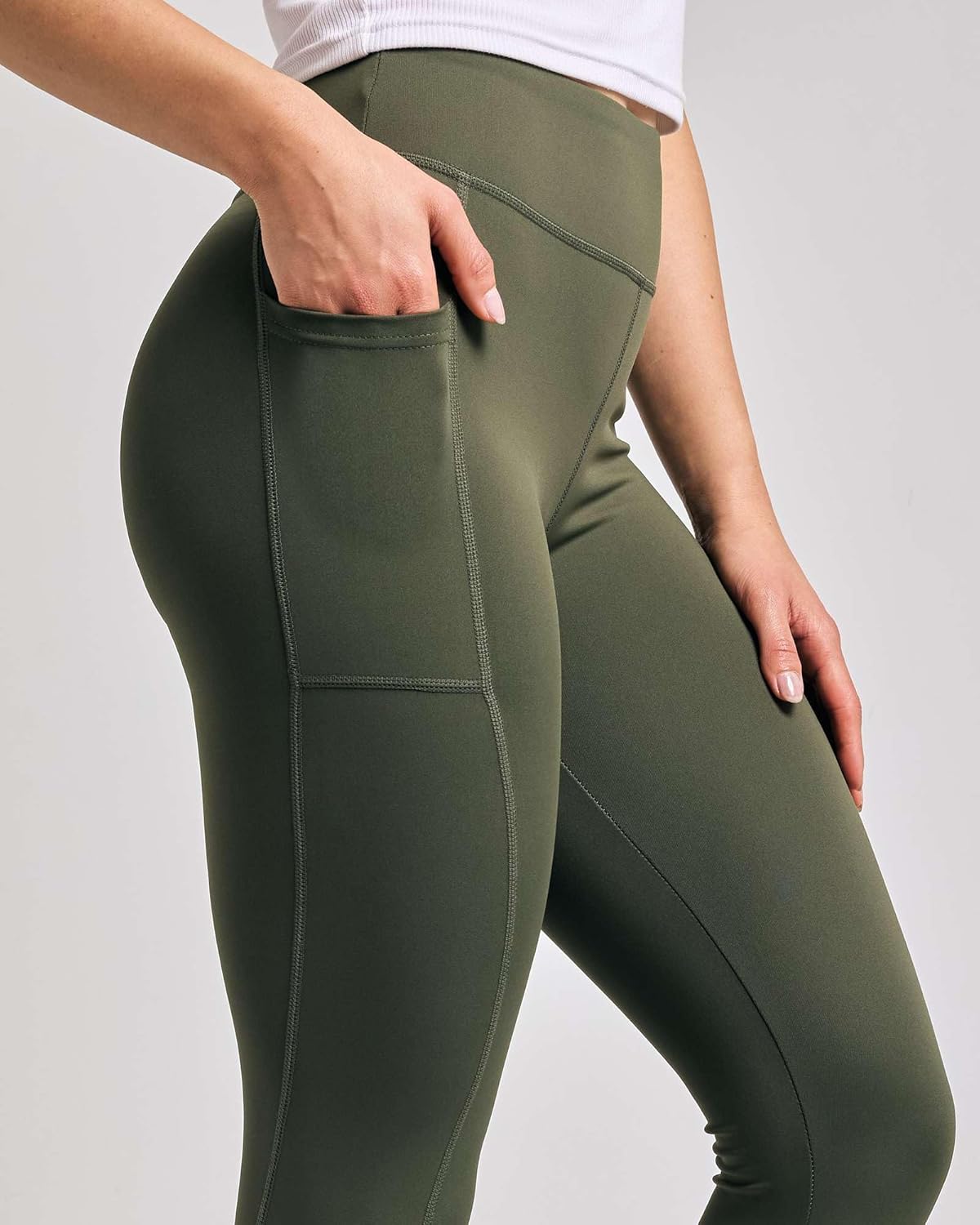 Real Essentials 4-Pack: Women's Full Length Fitted Athletic Yoga Performance Leggings with Pockets (Available in Plus Size) - Image 5