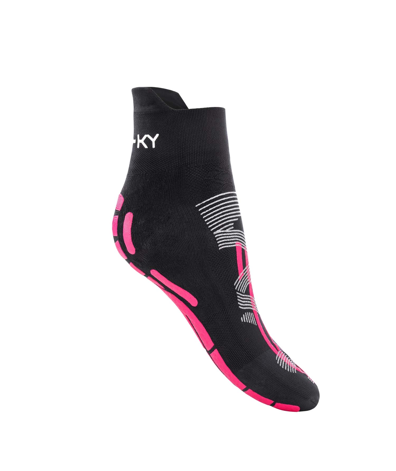 FLOKY, Calze Postural con Alluce Separato, Adatte per attività Posturali, Favoriscono Una Postura Corretta e Controllata, Calze Antiscivolo con Tape System, Taglia M, Fucsia-​Glitter, Made in Italy