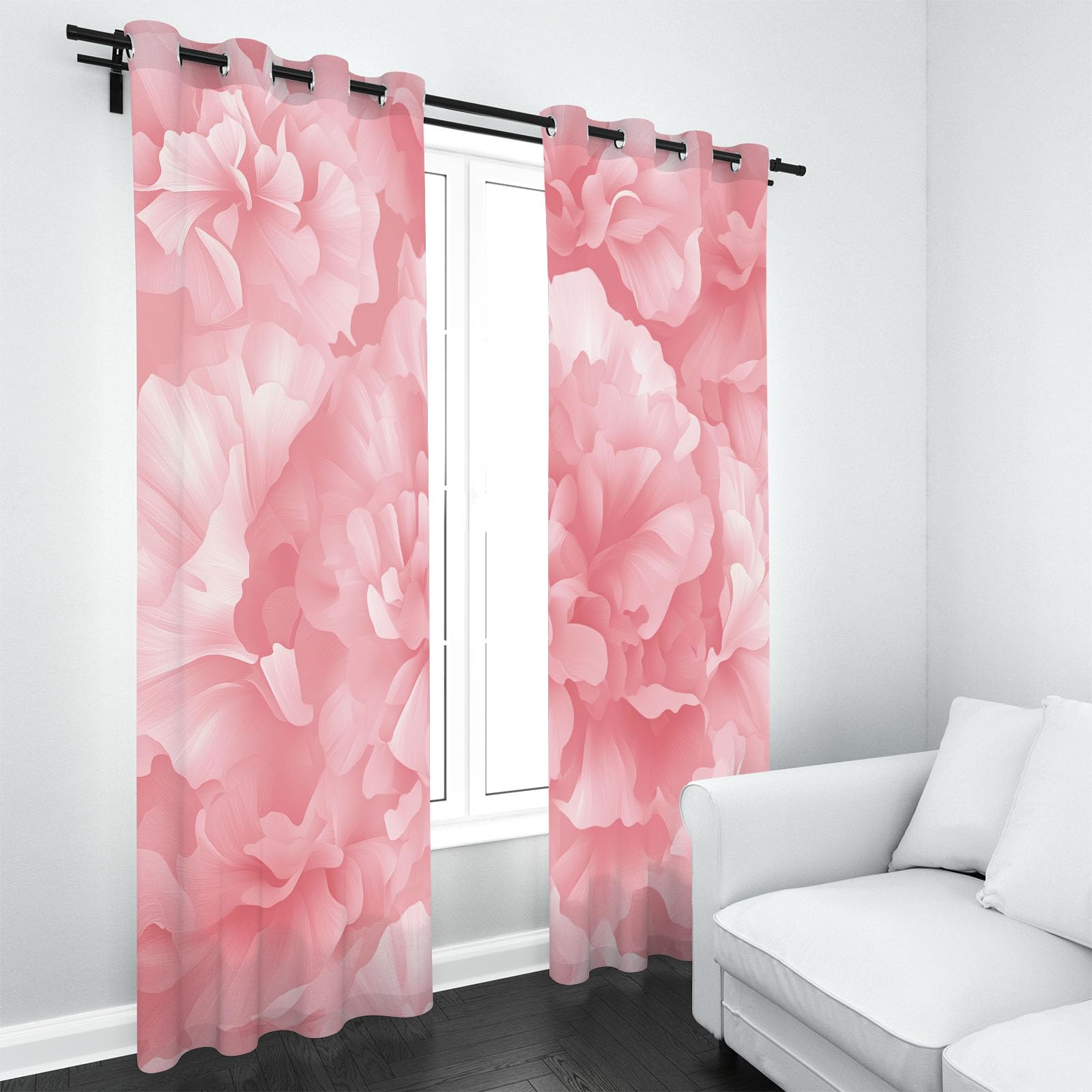 Motif Fleur Pivoine Aquarelle Double Rideaux Occultant Floral | Botanique Chinois Rideau Opaque à Oeillets Rideaux Thermique Anti Chaleur Lot de 2 Isolant UV 70x225 cm Chambre Salon