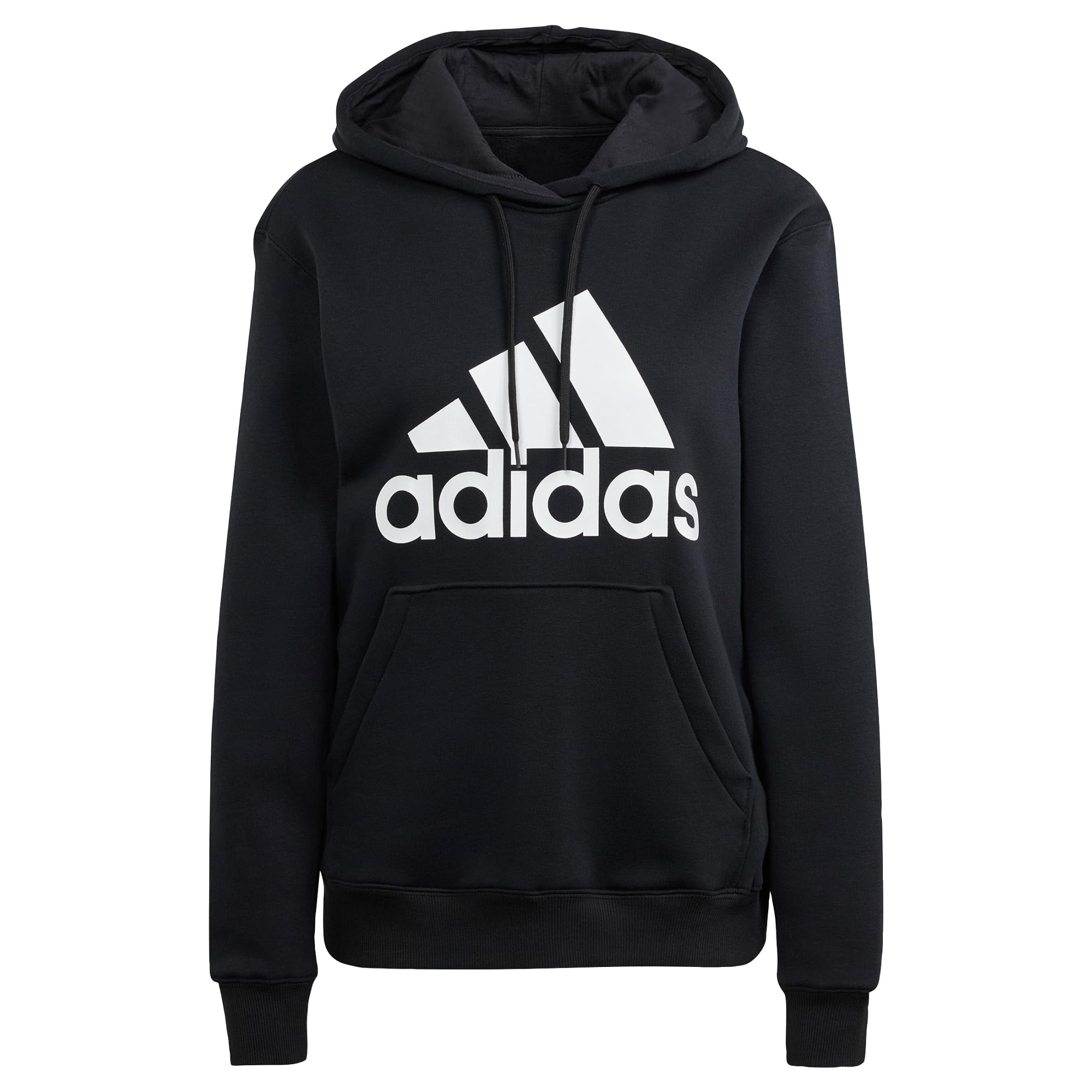 adidas Women's Essentials Big Logo Regular French Terry Hoodie, Black/White, XS